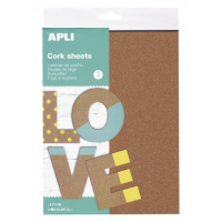 Apli Pack de 3 Hojas de Laminas de Corcho A4