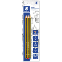 PACK 3 Lapices Staedtler Noris 120  (varias durezas, 1 blando, 1 estandar, 1 duro)