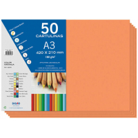 PACK 50 Cartulinas A3 - Gramaje de 180g - Naranja
