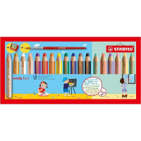 Stabilo Woody 3 en 1 - PACK 18 Lapices de Colores Incluidos Pastel + Sacapuntas + Pincel Nº 8