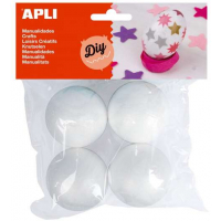 Apli Pack de 4 Bolas de Porexpan Diametro 50 mm - Blanco
