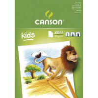 Canson Kids Dibujo Bloc Encolado de 30 Hojas A4 - 21x29.7cm - 90g - Blanco