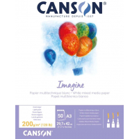 Canson Imagine Bloc Encolado de 50 Hojas A3 - Grano Fino - 29.7x42cm - 200g - Blanco