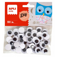 Apli Ojos Moviles Adhesivos Redondos - Negro