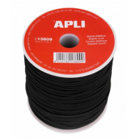 Apli Bobina de Cuerda Elastica - Duradera - Flexible - Facil de Cortar y Atar - Negro