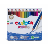 Carioca Acquarell Pack de 24 Lapices Acuarelables - Caja de Metal - Efecto Acuarela con Agua y Pincel