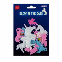 Apli Unicornios Luminiscentes 3D - Plastico Solido - Brillan en la Oscuridad - Adhesivo Permanente - Diseños y Tamaños Surtidos