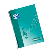Oxford Cuaderno de Musica Espiral Formato Folio 20 Hojas - 15 Pentagramas Interlineado de 2mm - Tapa Blanda - Ice Mint