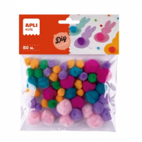 Apli Pack de 50 Pompones de Tacto Suave - Colores Surtidos