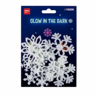 Apli Copos de Nieve Luminiscentes 3D - Plastico Solido - Brillan en la Oscuridad - Adhesivo Permanente - Diseños y Tamaños Surtidos