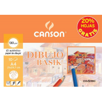 Canson Minipack de 10 Hojas A4 de Dibujo Basik Liso 21x29.7 130g - 20% Hojas Gratis - Blanco