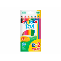 Carioca Tita Pack de 12 + 2 Lapices de Colores - Minas Resistentes