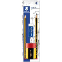 PACK 2 Lapices Staedtler Noris 120 HB (estandar) + Sacapuntas con Deposito + Goma Mars Plastic