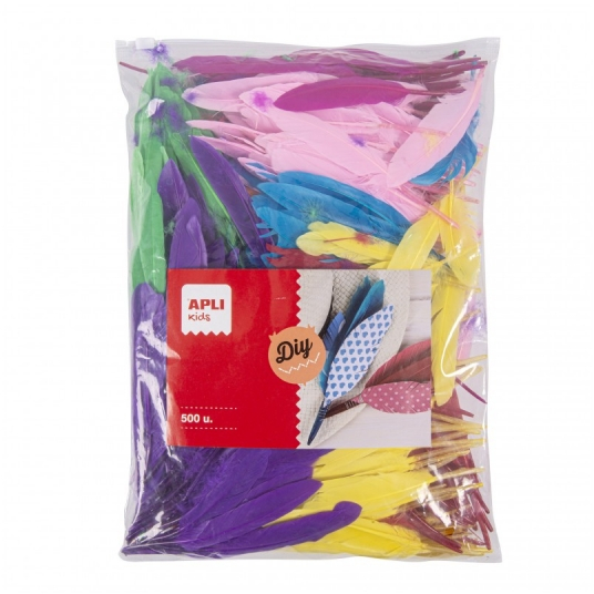 Apli Pack de 500 Plumas Indio - Formato MAXI - Perfectas para Manualidades y Disfraces - Amarillo