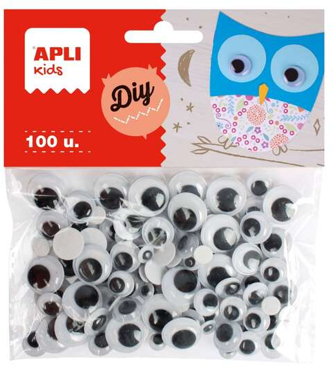 Apli Pack de 100 Ojos Moviles Redondos Adhesivos - Varios diametros (desde 7mm a 15mm)