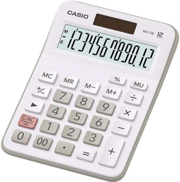 Casio MX-12B Calculadora de Escritorio Pequeña - 12 Digitos - Blanco