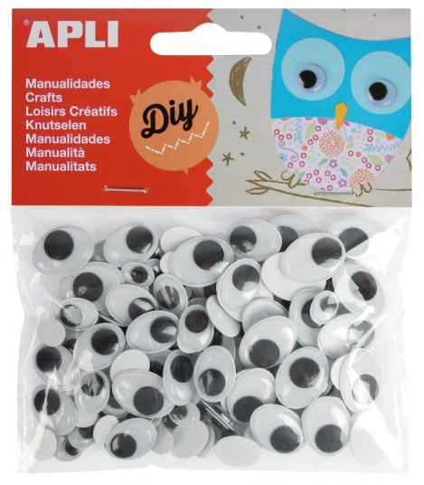 Apli Ojos Moviles Adhesivos Ovalados - Negro