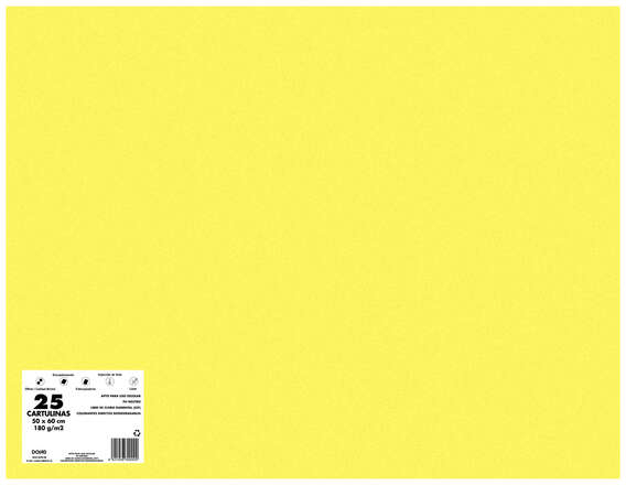 PACK 25 Cartulinas 50x65 cm 180gr AMARILLO GIRASOL. 