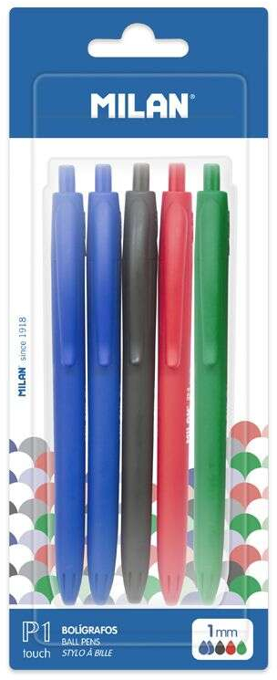 Milan P1 Touch Pack de 5 Boligrafos de varios colores