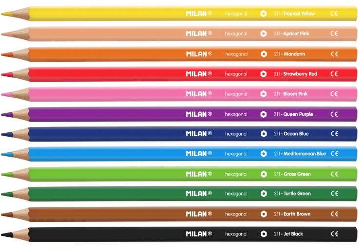 Imagen extra Milan Pack de 12 Lapices Hexagonales de Colores