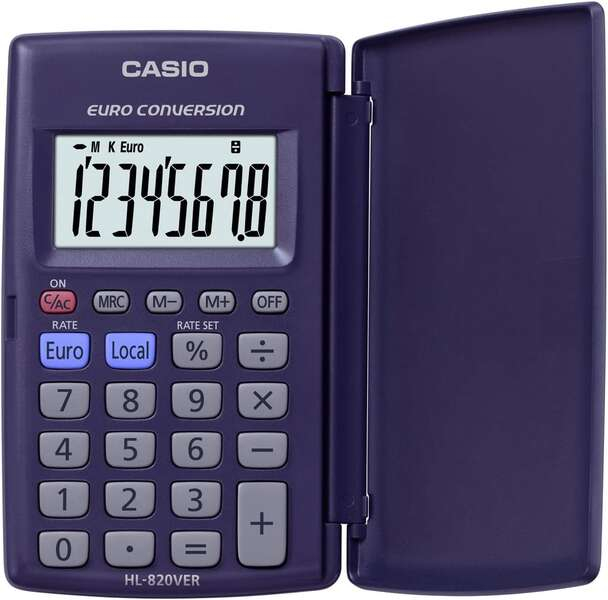 Casio HL820VER Calculadora con Tapa - 8 Digitos - Azul
