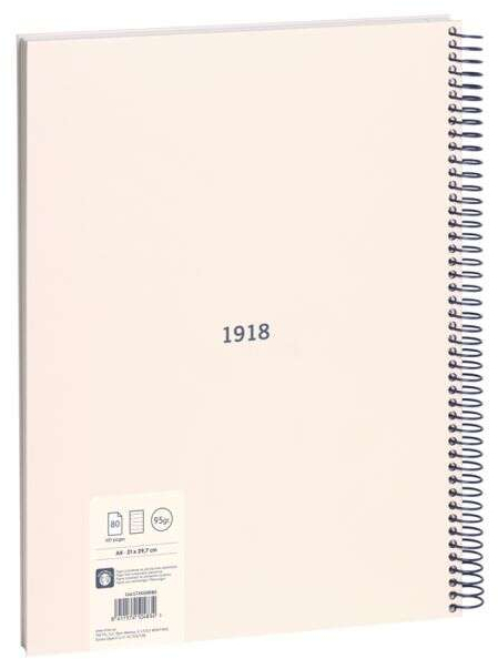Imagen extra Milan Serie 1918 Cuaderno Espiral Formato A4 Pautado 7mm - 80 Hojas de 95 gr/m2 - Microperforado, 4 Taladros - Beige