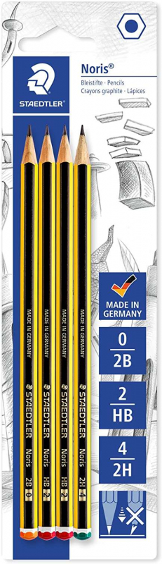 PACK 4 Lapices Staedtler Noris 120 (varias durezas, 1 blando, 2 estandar, 1 duro)