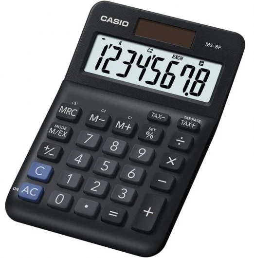 Casio MS-8F Calculadora Basica de Escritorio - 8 Digitos - Negro  (10x15cm aprox)
