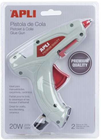 Apli Pistola de Cola Termofusible Premium Hot Melt 20W + 2 Barras de Cola (Barras de 7,5mm)