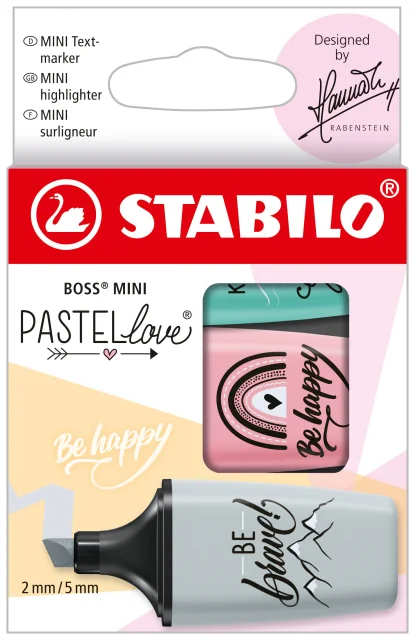 PACK 3 Marcadores Stabilo Boss Mini Pastellove Fluorescentes (Rosa, Turquesa y Gris)