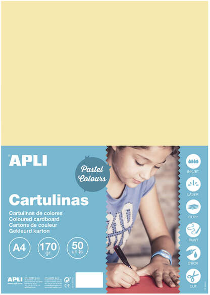 PACK 50 Cartulinas A4 Apli de 170g - Vainilla