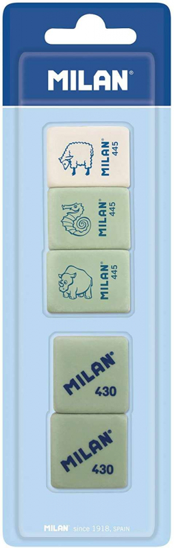 Milan Pack de 5 Gomas de Borrar (3 x Gomas 445 Nata + 2 x Gomas 430)