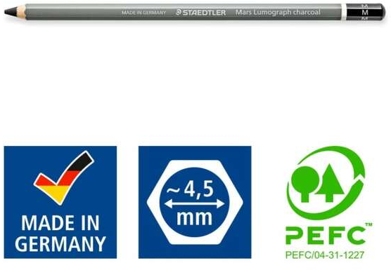 Imagen extra Staedtler Mars Lumograph Charcoal 100C Pack de 3 Lapices de Grafito + Difuminador