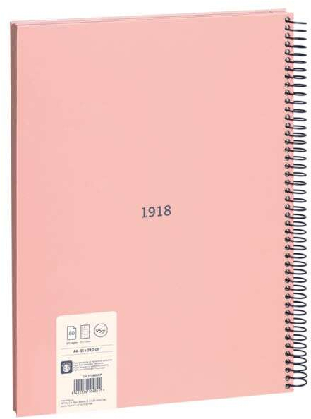 Imagen extra Milan Serie 1918 Cuaderno Espiral Formato A4 Cuadricula 5x5mm - 80 Hojas de 95 gr/m2 - Microperforado, 4 Taladros - Rosa