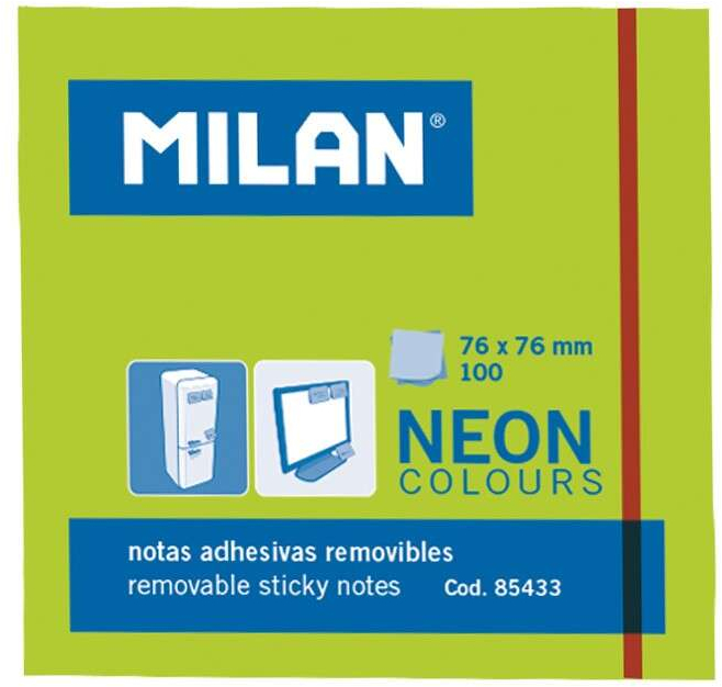 Notas adhesivas ECONOMICAS 75 X 75mm Verde Fluorescente. 100 hojitas