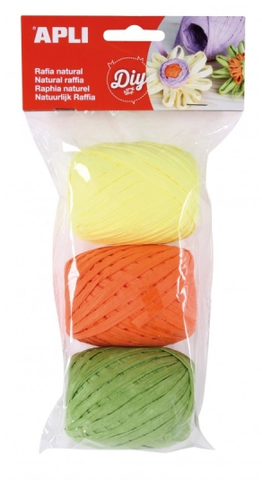 Apli Pack de 3 Ovillos de Rafia Natural Fluor