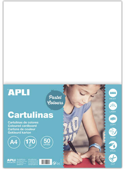 PACK 50 Cartulinas A4 Apli de 170g - Blanco
