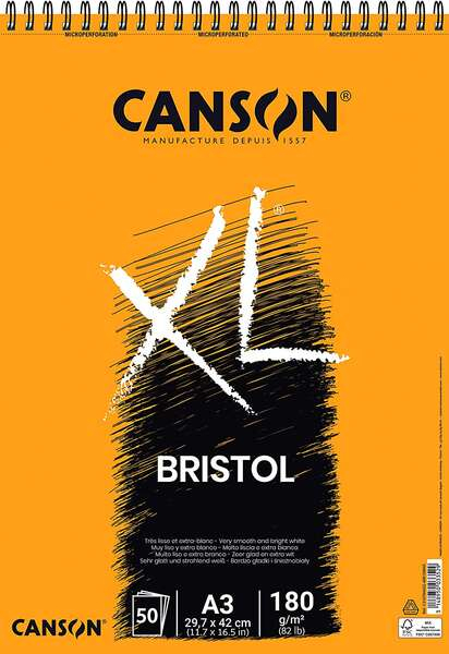 Canson Bloc XL Bristol Extraliso A3 de 50 Hojas 180gr - Acabado Satinado - Blanco