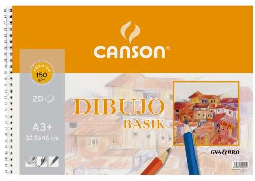 Canson Basik Bloc de Dibujo de 20 Hojas A3 150gr - 32.5x46cm - Blanco