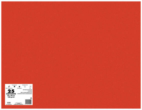PACK 25 Cartulinas 50x65 cm 180gr ROJO. 