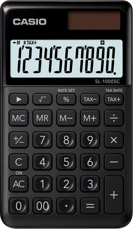 Casio SL-1000SC Calculadora de Bolsillo - Pantalla Extragrande de 10 Digitos - Negro