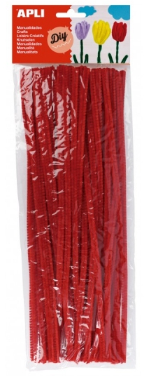 Apli Limpiapipas Rojos para Manualidades - Flexibles - Suaves - Tupidos - Rojo