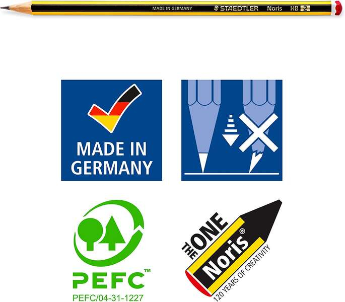 Imagen extra PACK 8 Lapices Staedtler Noris 120 HB (dureza estandar) + Goma de Borrar + Sacapuntas