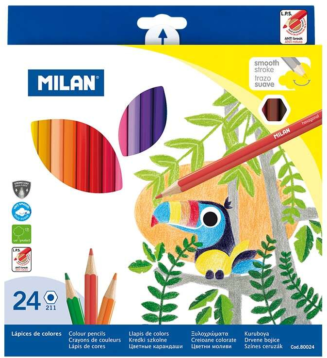 Milan Pack de 24 Lapices Hexagonales de Colores