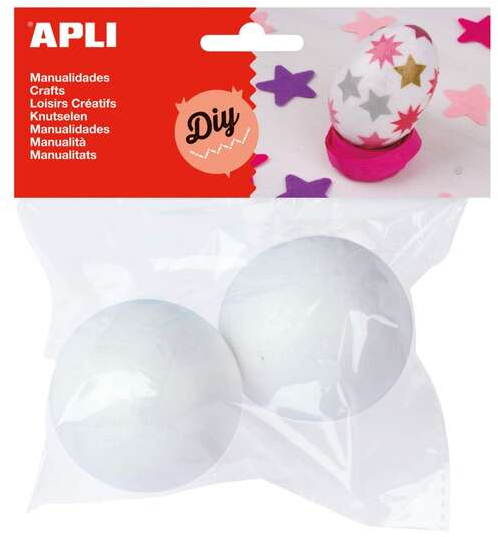 Apli Pack de 2 Bolas de Porexpan Diametro 60 mm - Blanco