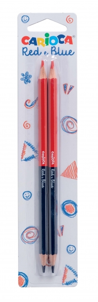 Carioca Blister 2 Lapices - Cuerpo Lacado Hexagonal - Color Azul Rojo
