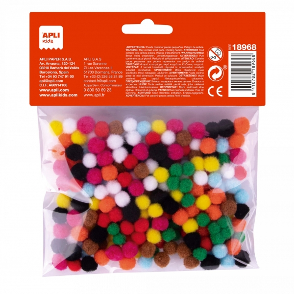 Imagen extra Apli Pack de 200 Mini Pompones de Diametro 8mm - Colores Surtidos