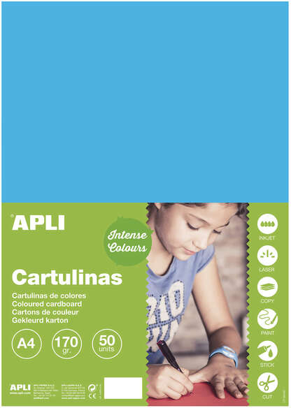 PACK 50 Cartulinas A4 Apli de 170g - Azul medio