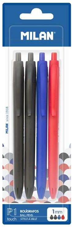 Milan P1 Touch Pack de 4 Boligrafos de varios colores