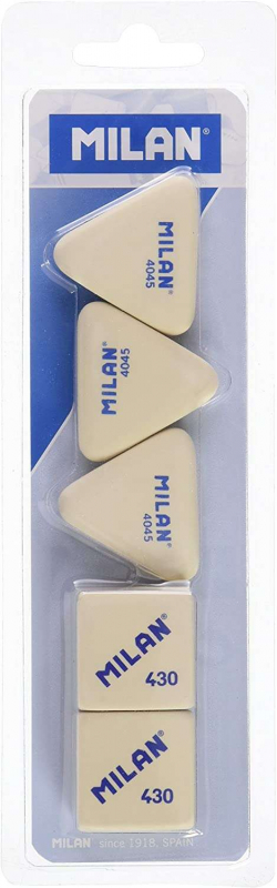 Milan Pack de 5 Gomas de Borrar (3 x Gomas 4045 Nata + 2 x Gomas 430)